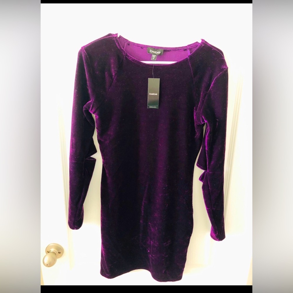 Bebe NWT Rich Purple Velvet Dress